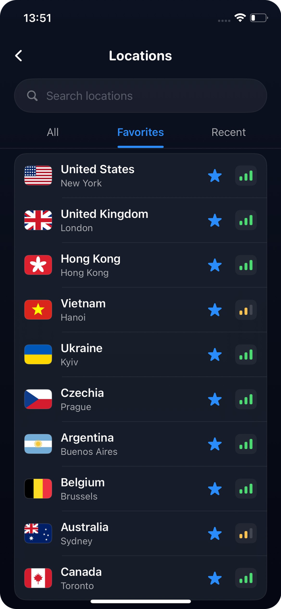 Nythera server locations screen